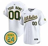 Men's Oakland Athletics Active Player Custom White Rickey Henderson Patch Vapor Premier Limited Stitched Baseball Jersey,baseball caps,new era cap wholesale,wholesale hats